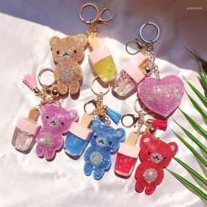 Sleutelhangers van hoge kwaliteit Rhinestone Animal Keychain Car Key Case Hanger Fancy Bear Bar Bag sieraden voor vrouwen