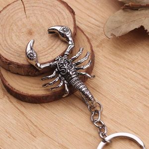 Porte-clés Hip Hop Noir Cool Scorpion Animal Pendentif Porte-clés En Acier Inoxydable Exquis Mode Punk Porte-clés Hommes Bijoux Cadeau D'anniversaire