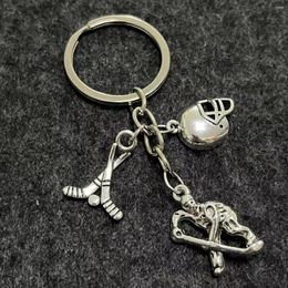 Porte-clés Hockey Porte-clés Joueur Sporter Bronze Argent Couleur Pendentifs DIY Hommes Bijoux Voiture Porte-clés Porte-Anneau Cadeau