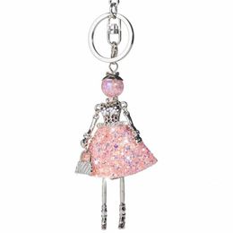 Sleutelhangers HOCOLE Fashion Crystal Schattige Pop Strass Sleutelhanger Chain Bag Charms Auto Hanger Voor Vrouwen Handtas Keyrings1160683274z