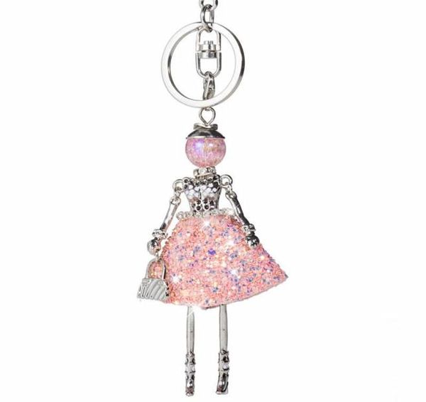 Keeschains Hocole Fashion Crystal mignon Doll Rhingestone Key Ring Chain Chain Sac Charms Car Pendentif pour femmes sacs à main Keyrings8831002