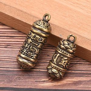 Keychains Hollow Brass Buddha Sutra cilinder hanger Keychain ketting sieradendoos Fred22