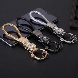 Keychains Eerlijke luxe mannen aangepaste sleutelhanger auto ring houder cadeau sieraden echte lederen touw tas charm hendkeychains