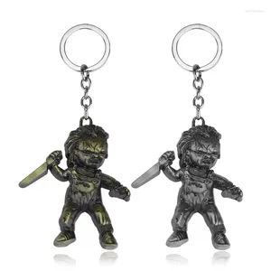 Keychains Movie Horror Collier Chucky Keychain Hand Knife Figure Pendange Chain Chain Ring Car Purse Course Holder Chaveiros Fans Souvenirs