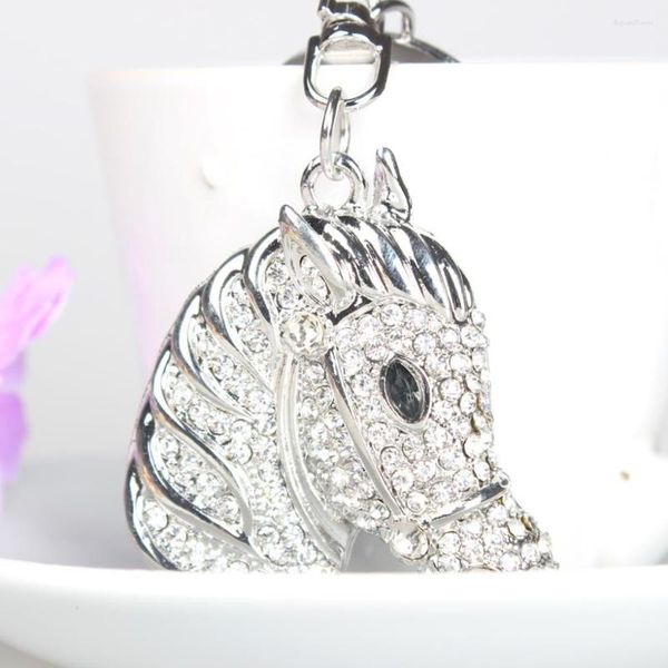 Porte-clés tête de cheval joli mignon strass cristal charme sac à main porte-clés pendentif cadeau tenue de mode