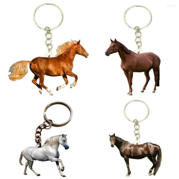 Llaveros Caballos Acrílico 4pcs / set Linda llave en mochila para amigos Novio Regalo Llavero Animal Charms Anime Llavero 2023