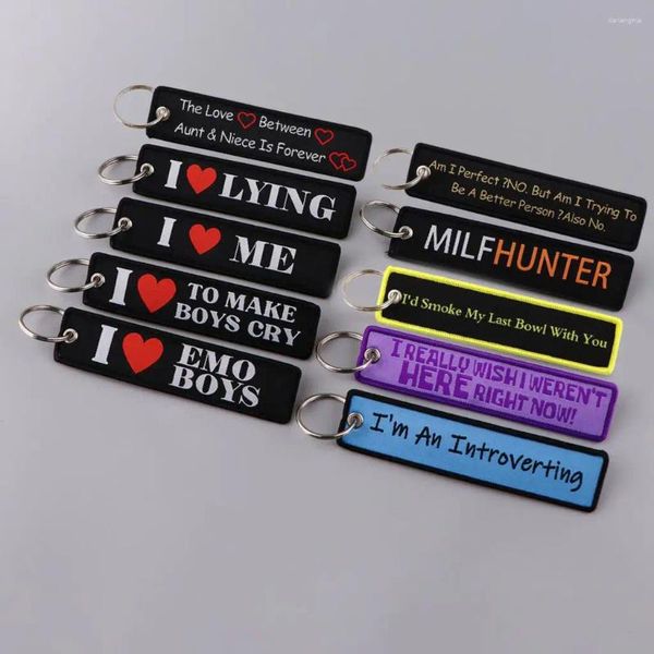 Keychains I Love Emo Boys Brodemery Key Fobs CITATION TAGS RED Coeur pour femmes Accessoires de clés de la voiture Cadeau Backpack Pendant