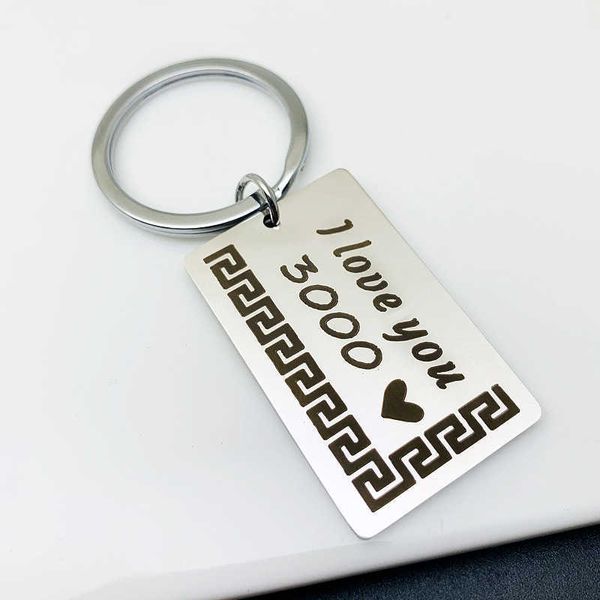 Porte-clés je t'aime 3000 nouveau porte-clés lettre chinoise bricolage en acier inoxydable trois mille fois G230525