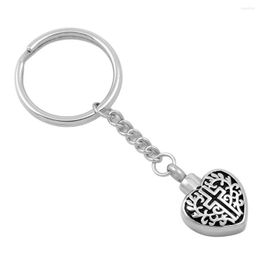 Keychains IJK2029 Heartcross Cremation Pendant met sleutelring roestvrijstalen as Keepsake Memorial Urn sieraden voor vrouwen en mannen