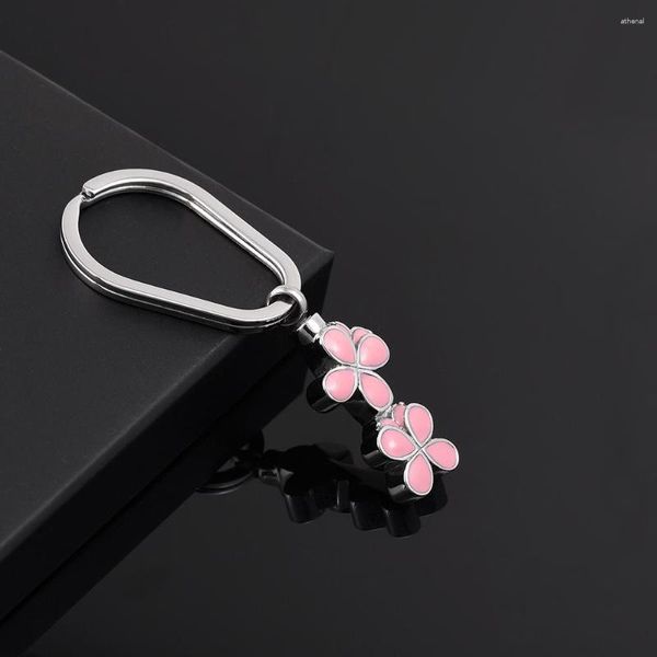 Keychains IJK2051 Pink Flower Urna Keychain for Women Top Calidad 316L Cenizas de acero inoxidable Caqueta de cremación de cremación