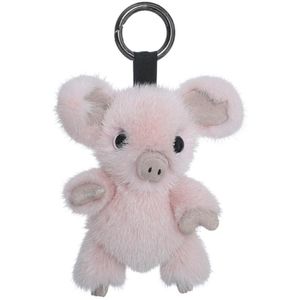 Keychains Imported Real Cute Piggy Fur Bag Pendant Pluche Doll Car Key Rings Trendy Jewelry Accessori 310K
