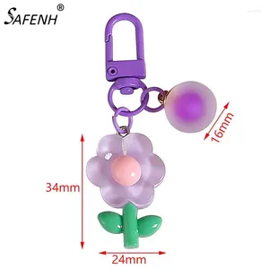 Keychains Ins Color Flower Car Key Chain Creative Fashion Fleurs bancs de bricolage Pendantes Pendants Sac Decoration Cadeaux