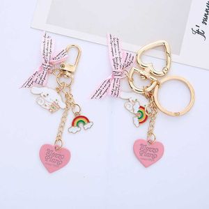 Keychains Ins Girl Heart Bow Jade Laurel Rabbit Love Airpods Hangers Auto -accessoires Leuke sleutelhanger G230525