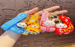 Keychains Japan Anime Lucky Cat Fortune Car Keys Bag Key Chains Decor Pendent Charm voor Bull BearkeyChainsKeyChains23786305396