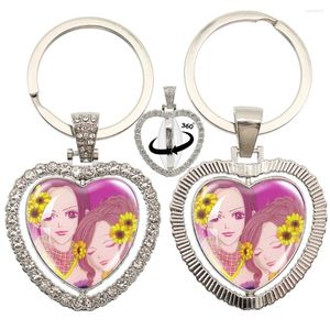 Llaveros Japón Anime Nana 360 grados de vidrio giratorio en forma de corazón colgante llavero para la joyería de regalo de cumpleaños de las mujeres