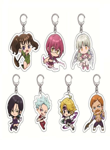 Keychains Japan Anime The Seven Deadly Sins Keychain Bag Charm Meliodas Elizabeth Diane Ban Gowther Merlin Q Versión Figuras Keyri4805016