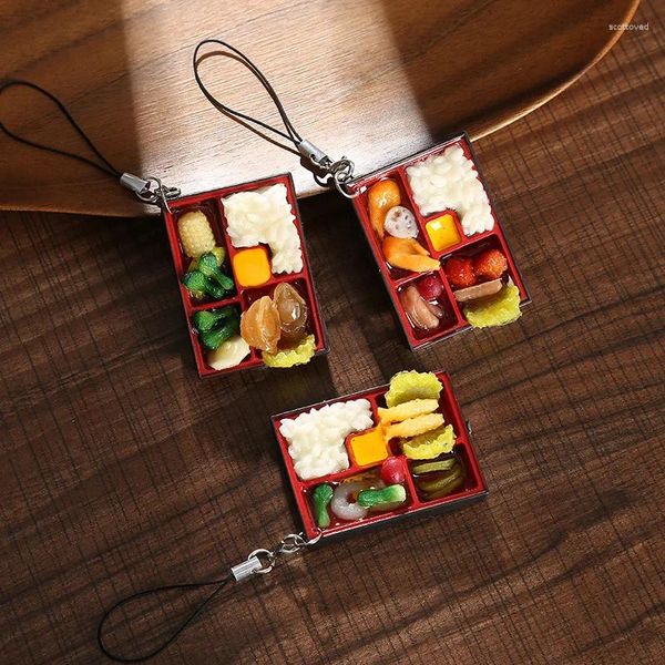 Porte-clés Bento japonais Porte-clés Creative Simulation Boîte à nourriture Déjeuner Modèle de jouet Porte-clés Sac de téléphone de voiture Pendentif Cadeau Ornements Llaveros