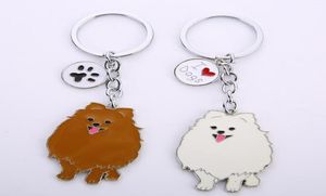Keychains sieraden Mooie Pomeraniaanse honden Charm Key Chains For Women Men Men Metaal Pet Dogs Bag Ring Holder Geschenken1614211