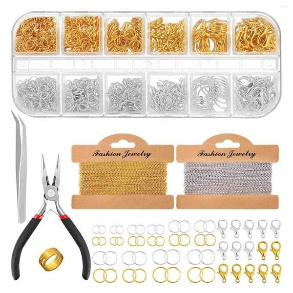 Porte-clés Chaînes de fabrication de bijoux 65 6 pieds Lien 960 pièces Anneaux de saut 40 Fermoirs à homard pour DIY306L