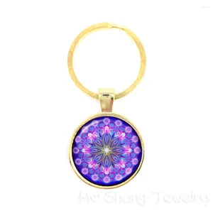 Porte-clés Bijoux Mandala Porte-clés OM Pour Homme Femmes Yoga Fleur Zen Bouddhiste Méditation Pendentif