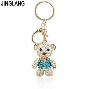 Porte-clés Jinglang Gold Couleur Métal Fermoir Porte-clés Dangle Cristal Panda Animal Pour Femmes Luxe Sac À Main Bijoux