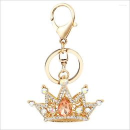Keychains Jinglang Rhinestones Crown Key Chain Metal Pendant All-match trend tas sleutelhang accessoires vrouwen cadeau