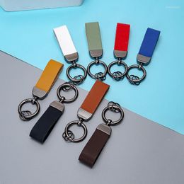 Porte-clés Jisensp PU cuir sangles de remorquage matériel Surface lisse voiture porte-clés chaîne intérieur porte-clés Double face fil cadeau