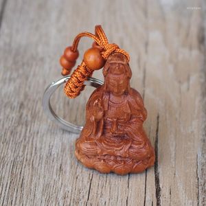 Porte-clés Jujube Bois Bouddha Porte-clés Bodhisattva Sculpture En Bois Porte-clés Anneaux De Voiture Boucle Bijoux De Mode