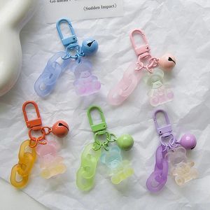 Porte-clés Kawaii Bear Bell Porte-clés Mignon Couleur Bonbon Gummy Link Chaîne Charms Porte-clés Pour Femmes Fille Sac Pendentifs Porte-clés Cadeau