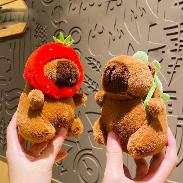 Llaveros Kawaii Capybara llavero de peluche lindo bolso colgante mullidos animales muñeca llavero para pareja mochila coche llavero niños regalo de cumpleaños