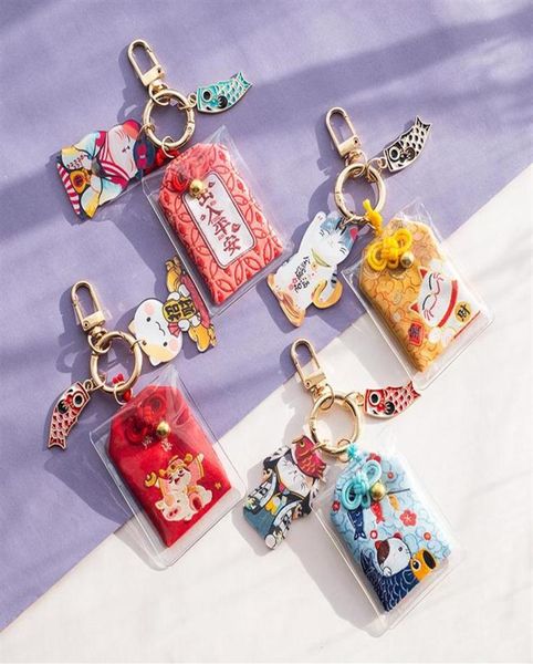 Keychains kawaii japon chanceux chat koi keychain personnalisé de téléphone cadeau personnalisé maneki neko bonne chance