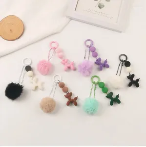 Porte-clés Kawaii résine chien poupée porte-clés peluche peluche Airpods porte-clés pendentif femmes sac à main boule colorée filles cadeaux