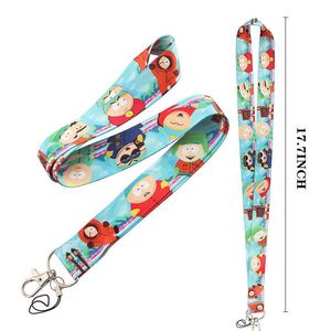 Keychains Kawaii South Park Cartoon Animación Teléfono móvil Tarjeta de identificación de la cuerda Tag de cordones colgantes Camilla de llave Cámara de la cámara Sports Lanyard T230217