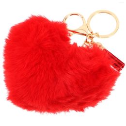 Porte-clés en forme de cœur, anneau en peluche, porte-monnaie suspendu, décoration de sac à dos