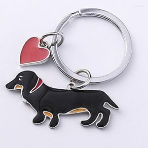 Llaveros llavero de acero inoxidable Dachshund joyería perro anillo mujeres niñas bolso colgante Animal coche accesorios