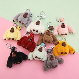 Porte-clés Porte-clés Femmes Singe Animal Poupée Jouet Sac Pendentif Décoration Fluffy Fuzzy Accessoire Boucle Anneau Crochet Enfants Comme Titulaire F2746