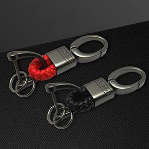 Keychains Key Chains Detachable Buckle Metal Chain met geweven lederen creatieve dubbele sluiting ring hanger accessoires geschenken geschenken