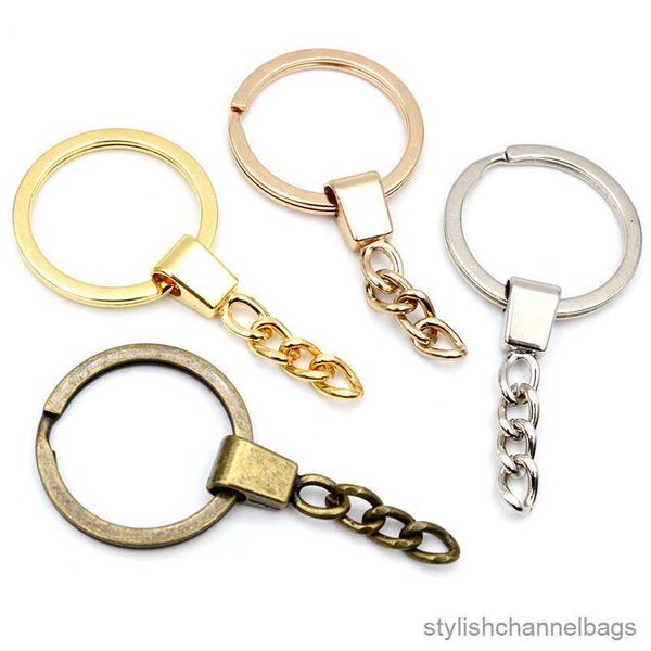 Porte-clés porte-clés taille de l'anneau 30mm porte-clés or 50mm de long rond fendu porte-clés porte-clés en gros