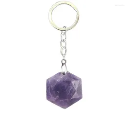 Keychains Keychain Amethyst Crystal Druse Irréguleux Cluster de pierre brute Pendante Anneaux de clé Bauble Bag Sac Acc Bijoux