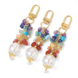 Keychains Keychain Amethyst Natural Stone Beads Mini pour femmes Rose Quartz Charms Key Chain Ring sur le sac Trusket Car