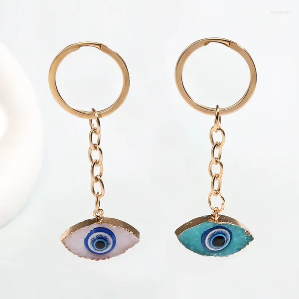 Llaveros llavero ojo azul llavero cadenas de resina regalos de recuerdo para mujeres hombres bolso accesorio Cay llaves DIY joyería Simple