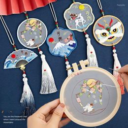 Porte-clés Porte-clés Bricolage Broderie Animal Womans Porte-clés Danse Lion Hommes Pendentif Matériel Paquet Anneau Titulaire Bijoux LlaverosKeychains Fi