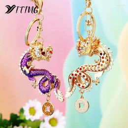 Porte-clés Dragon chinois mignon cristal pendentif portefeuille sac voiture porte-clés chaîne fête de mariage cadeau créatif