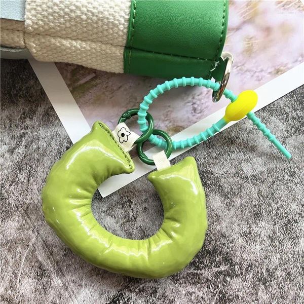 Llaveros Llavero para bolsos Cordón de relleno de algodón Correa para llave verde Llaveros de gel de sílice Llavero Pareja Funda para teléfono Colgante