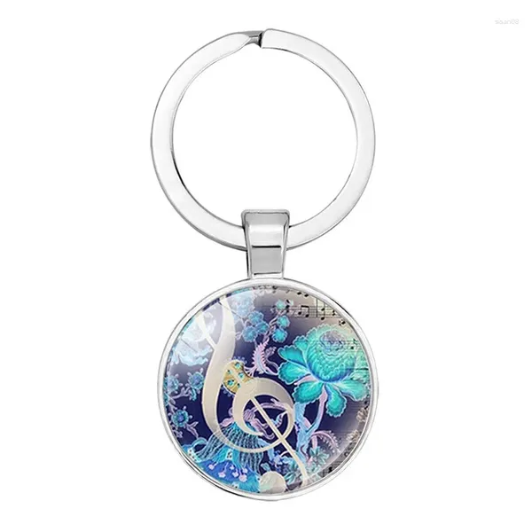 Keychains Keychain Music Instruments Piano Disc Glass Cabochon sac Car Chain-Chain Ring Holder Charmes pour cadeaux