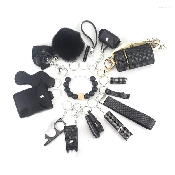 Porte-clés Porte-clés Pendentif Ensemble pour femme avec Pom Ball Lip Lanyard Sifflet Porte-bouteille de voyage ouvert