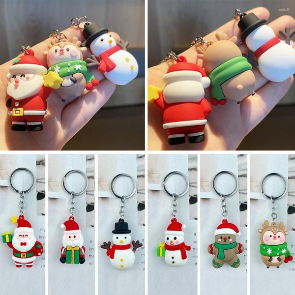 Porte-clés Porte-clés PVC Pendentif Clé Bonhomme de neige Elk Santa Accessoires