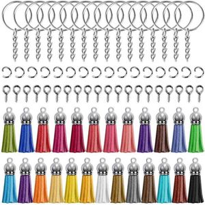 Keychains Keychain Tassles Key Chains Set wordt geleverd met 50 stuks lederen kwastjes 50 ringen 50 jump ringen en 501181G