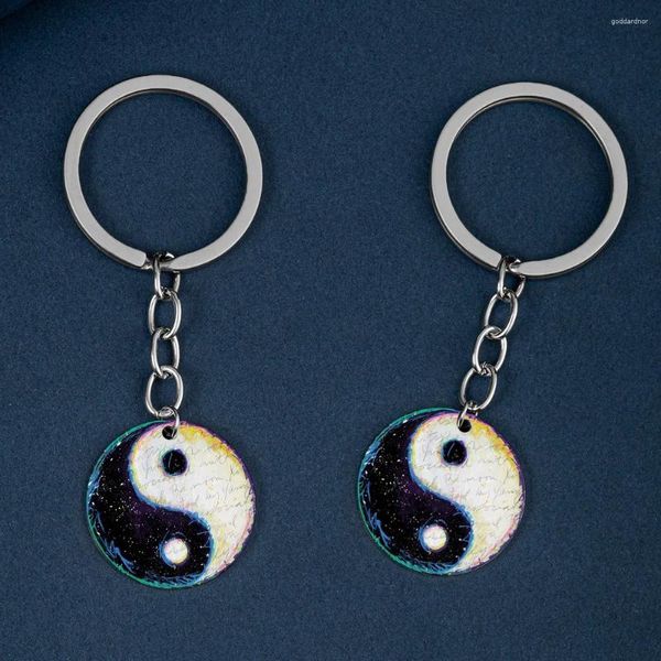 Keychains Kechancain yin yang potins pendentif bijoux de bijoux dôme dôme fashion fashion cristal sac de charme clés clés key ring cadeau
