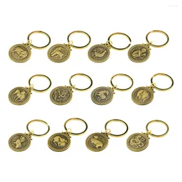 Keychains Keychain Zodiac Chinese Key Charms Hanger Sign Shui Feng Charm Ring Fortune Jaar Animal Holder Purse Lucky Handtas